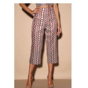 🔆NWT Lulu's Multi Print Jacquard Culotte Pants